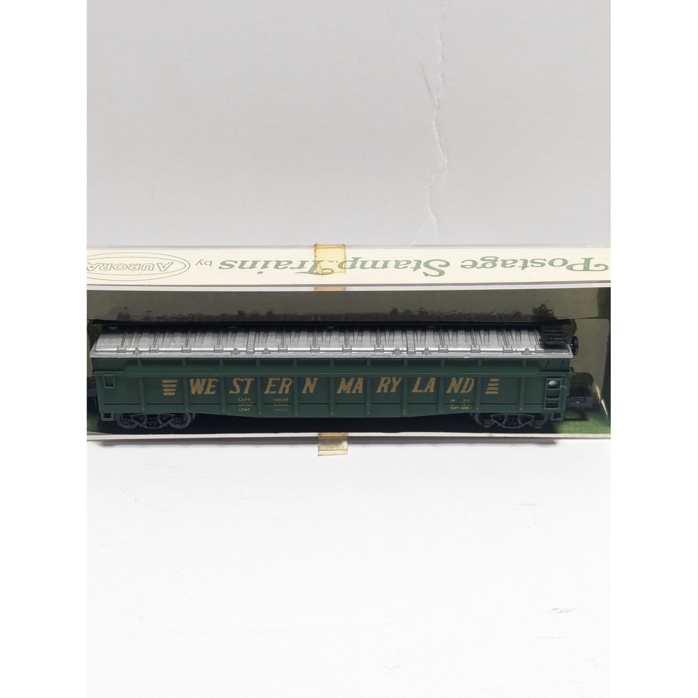 Aurora Trix Vintage Postage Stamp Trains Western Maryland Green Gondola Car